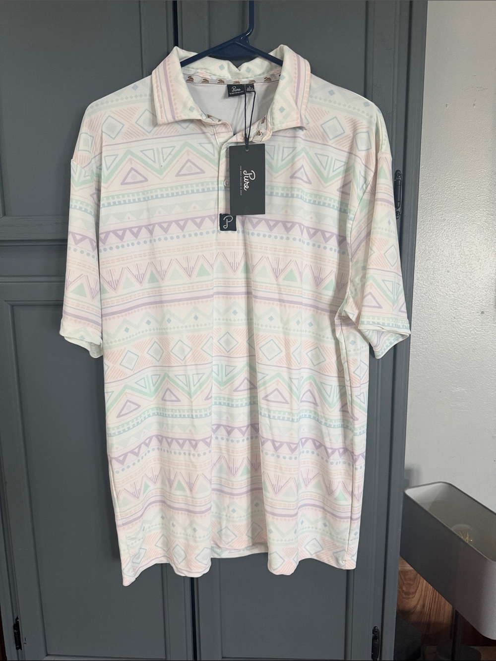 Pure Patterned Pastel Polo Shirt - White/Pastel -